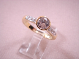 ANILLO ORO 18KT SOLITARIO CHATON D7MM PESO G3,2
