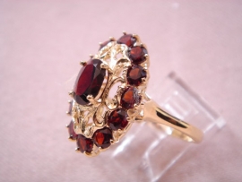 ANILLO ORO 18KT GRANATE FINO PESO G 5,05 D15X22MM