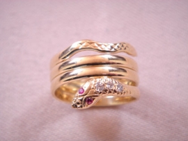 ANILLO ORO 18KT SERPIENTE 2 VUELTAS CABEZA Y COLA D13MM PESO G6,25