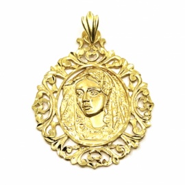 MEDALLA ORO 18KT MACARENA CERCO FILIGRANA D52X42MM PESO G13,45