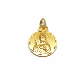 MEDALLA ORO 18KT ESCAPULARIO CORAZON JESUS VIRGEN DEL CARMEN, PESO 1,4G D15MM