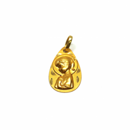 MEDALLA ORO 18KT VIRGEN NIÑA GOTA D20X11MM PESO G1,55