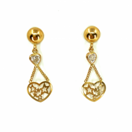 PENDIENTES ORO 18 KT CORAZÓN CON CIRCONITA D26,50X9,31 G1,30