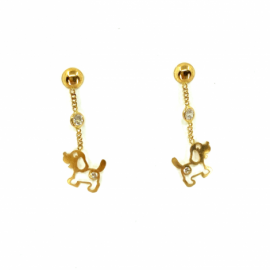 PENDIENTES ORO 18 KT PERRITO CON CIRCONITA D23,57X7,89 G0,73