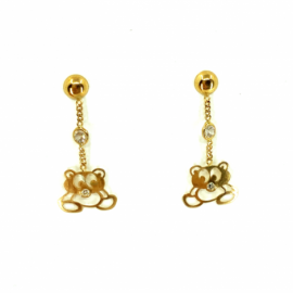 PENDIENTES ORO 18 KT OSITO CON CIRCONITA D22,80X9,61 G0,77