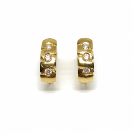 PENDIENTES ORO 18KT TRES CIRCONITAS D11X4MM PESO G1,60