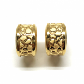 PENDIENTE ORO 18KT SEMIARO PINTAS RUGOSA D18X10MM PESO G6,55