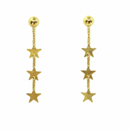 PENDIENTES LARGOS ORO 18 KT ESTRELLITAS D31,64X6MM G0,7