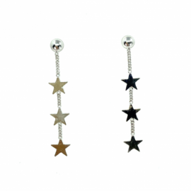 PENDIENTES ORO 18 KT BLANCO ESTRELLITAS D30X5,2MM PESO G0,8