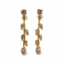PENDIENTES ORO 18KT HOJAS CIRCONITA 32MM PESO 2,05G