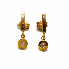 PENDIENTE ORO 18KT BARRA-CHATON 19MM PESO G1,1