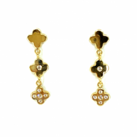 PENDIENTES ORO 18 KT FLORES CON CIRCONITAS D25X6,79 G0,70