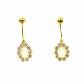 PENDIENTES ORO 18 KT BARRITA-ÓVALO CON CIRCONITAS D24X8,36 PESO G1,2