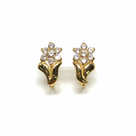 PEDIENTES ORO 18KT FLOR DE CICONITAS D12X6MM PESO 1,30G