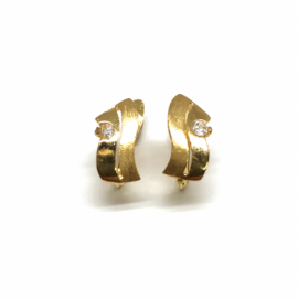 PENDIENTES ORO 18KT DOBLE BANDA CIRCONITA D10X5MM PESO 1,65G