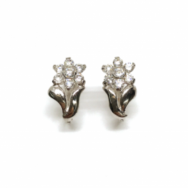 PENDIENTES ORO 18KT FLOR DE CIRCONITAS D12X6MM PESO 1,30G 