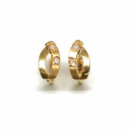 PENDIENTES ORO 18KT DOS BANDAS CIRCONITAS D12X5MM PESO 1,50G