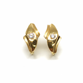 PENDIENTES ORO 18KT ROMBO SATINADO CIRCONITA D11X6MM PESO 1,40G