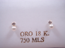 PENDIENTE ORO 18KT BEBE TU Y YO PERLA 3MM PESO 0,40G