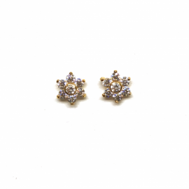 PENDIENTES ORO 18KT ROSETA CIRCONITAS D11MM PESO 1,15G