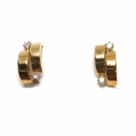 PENDIENTE ORO 18KT SEMIARO 2CIRCONITAS 14X7MM PESO 1,75G