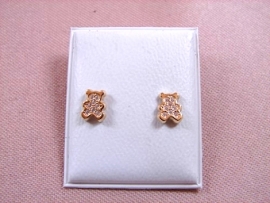 PENDIENTE ORO 18KT BEBE OSITO CIRCONITAS PESO G0,65 D6,5X5MM