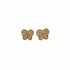 PENDIENTE ORO 18KT BEBE MARIPOSA MULTIPIEDRA PESO G0,65 D7X8MM