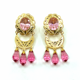 PENDIENTES ORO 18KT CHUPONES PIEDRAS 40X15MM PESO G6,40