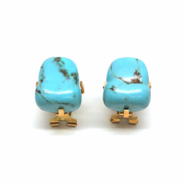 PENDIENTES ORO 18KT Y TURQUESA BARROCA D14X12MM PESO 6,60G