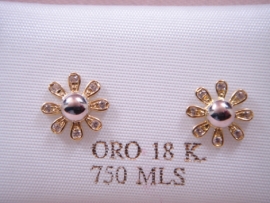 PENDIENTES ORO 18KT MARGARITA PIEDRAS D8MM PESO G2,15