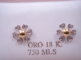 PENDIENTES ORO 18KT MARGARITA CORAZON PIEDRAS D8MM PESO G1,95