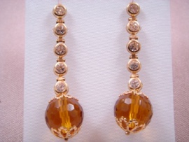 PENDIENTES ORO 18KT LARGO CIRONITA COLOR AMBAR D45MM PESO G7,4
