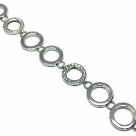 PULSERA PLATA 925 CIRCULOS CIRCONITAS 19CM D12MM PESO G6,8