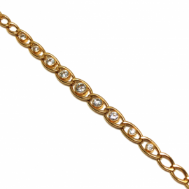 PULSERA ORO 18KT ESLABON HUECO-CIRCONITAS 19CM D7MM PESO 6,15G