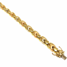 PULSERA ORO 18KT TRICOLOR ESTAMPADO 20CM D11X5MM PESO G32,50