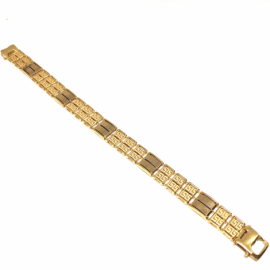 PULSERA ORO 18KT BICOLOR GRECA 22CM D11,8X2,6MM PESO G33,60