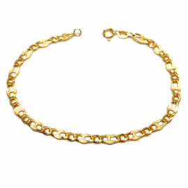 PULSERA ORO 18KT HUECA CHAFLAN MARTELADO D5X1MM 19CM PESO G4,05