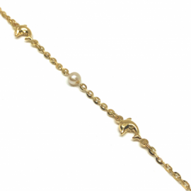 PULSERA ORO 18KT PERLA OSO-DELFIN 18CM PESO G2,20