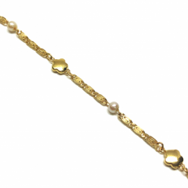 PULSERA ORO 18KT ESTRELLA-PERLA D18CM PESO G2,6