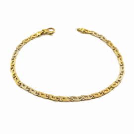 PULSERA ORO 18KT MACIZA BICOLOR 21CM 3,4MM PESO G9,6