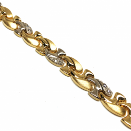 PULSERA ORO 18KT BICOLOR CIRCONITAS 20CM D10X2,75MM PESO G23,90