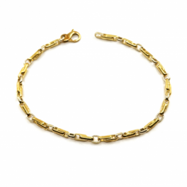 PULSERA ORO 18KT ESLABON DOBLE REDONDO MACIZO 21CM 2,90MM PESO G10,05