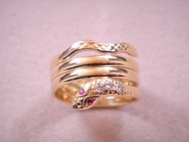 ANILLO ORO 18KT SERPIENTE 3 VUELTAS CABEZA Y COLA D16MM PESO G9,20G