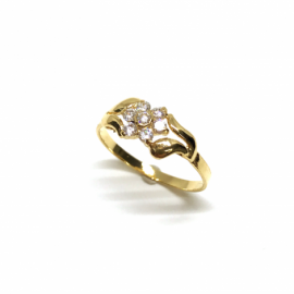 ANILLO ORO 18KT FLOR CIRCONITAS PESO G1,10