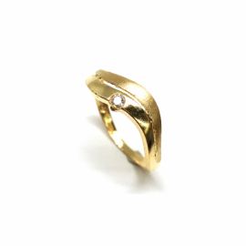 ANILLO ORO 18KT DOBLE BANDA MATE CIRCONITA D5,5MM PESO 1,40G