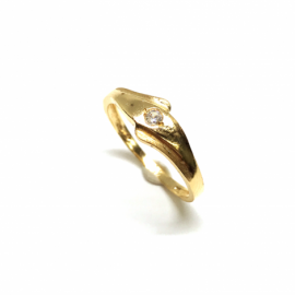 ANILLO ORO 18KT ROMBO SATINADO CIRCONITA PESO 1,20G