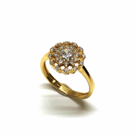 ANILLO ORO 18KT ROSETON CIRCONITAS D12MM PESO G3,85 