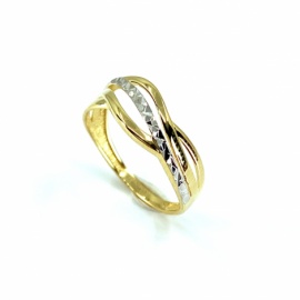 ANILLO ORO 18KT BICOLOR DIAMANTADO PESO G1,85 D6,75MM