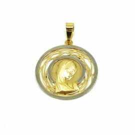 MEDALLA ORO 18KT VIRGEN NIÑA BICOLOR D18MM PESO G1,4 