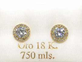 PENDIENTE ORO 18KT CIRCONITA REDONDA PESO G2,05 D8,7MM